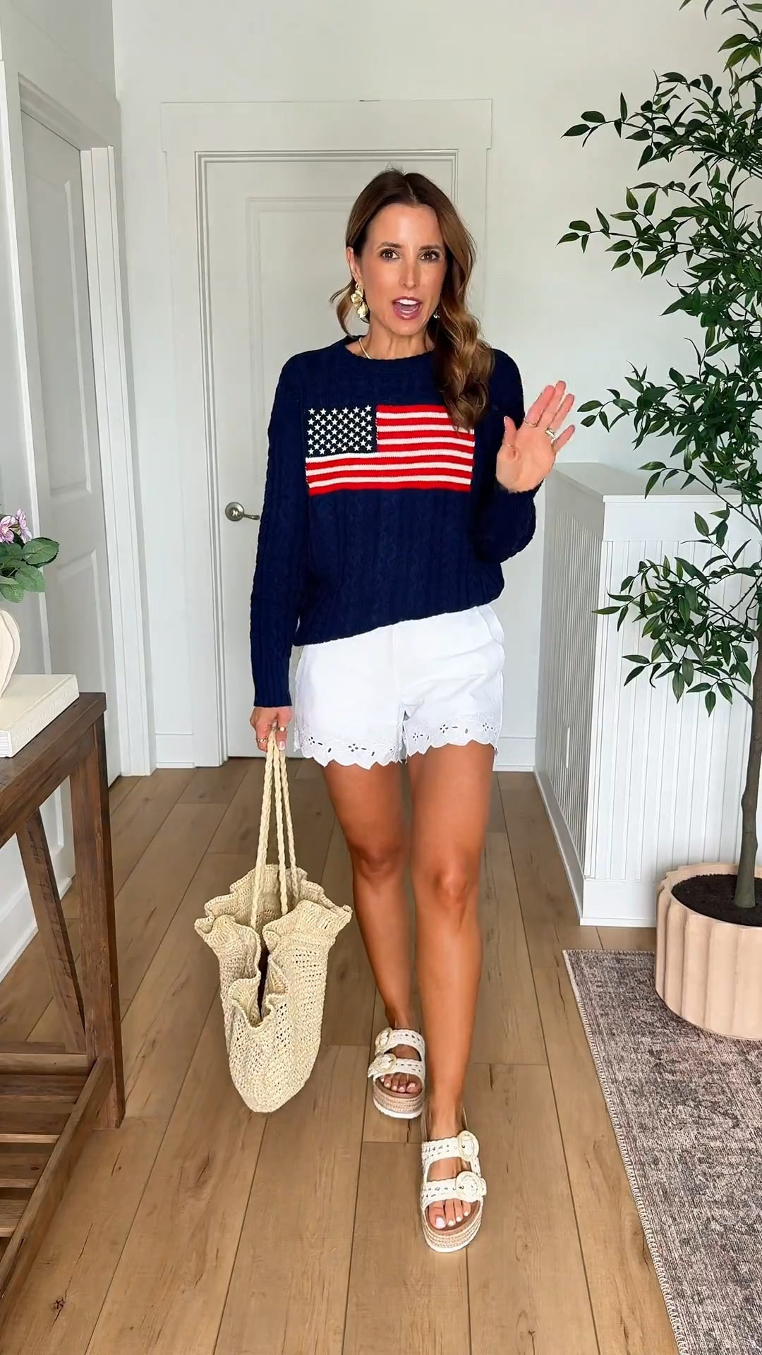 New arrivals at Target! American Flag sweater in XXS and white eyelet shorts in XS - could size down if in-between. Summer outfits. Resort wear. Vacation outfits. Summer outfits. Dinner date. Beach vacation. Cruise outfits. Festival outfits. Country concert outfits. Date night outfit. 4th of July outfits. Memorial Day weekend. BBQ outfits. 

#LTKSwim #LTKootd #LTKTravel