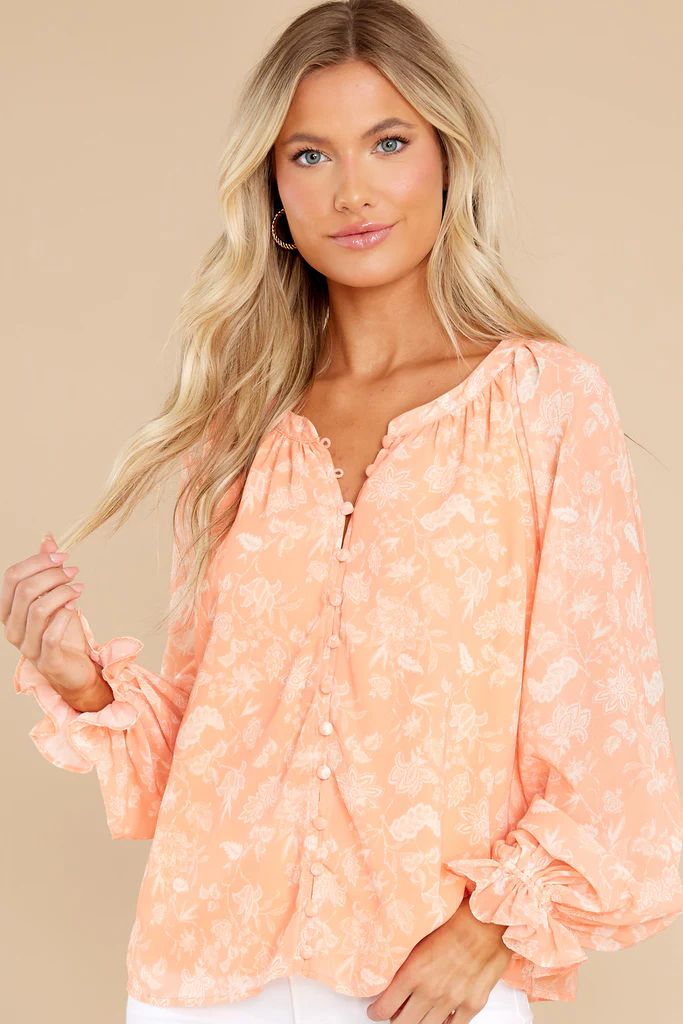 Pave The Way Peach Floral Print Top | Red Dress 