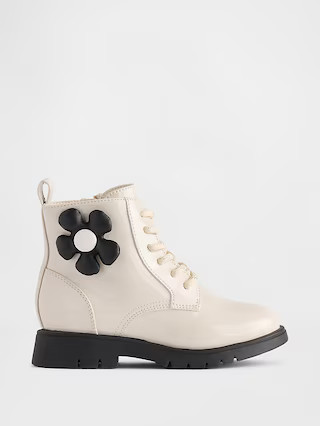 Toddler Vegan Leather Flower Lace-Up Boots | Gap (US)