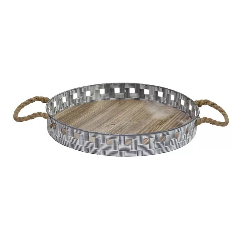 Kuehn Woven Metal and Wood Serving Tray | Wayfair North America