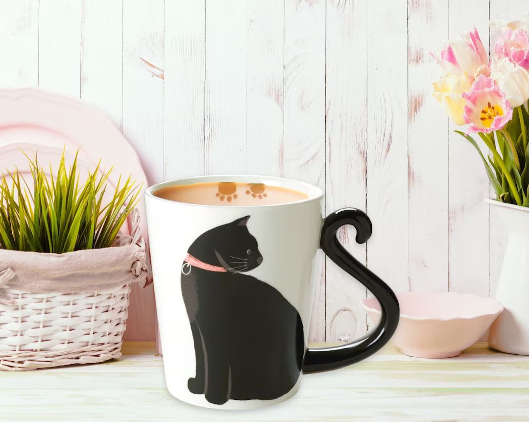 Kitty Cat Lover's Black Cat Ceramic Coffee Mug, Cat Mom Coffee Mug,  Crazy Cat Lady Gift, Animal ... | Etsy (CAD)
