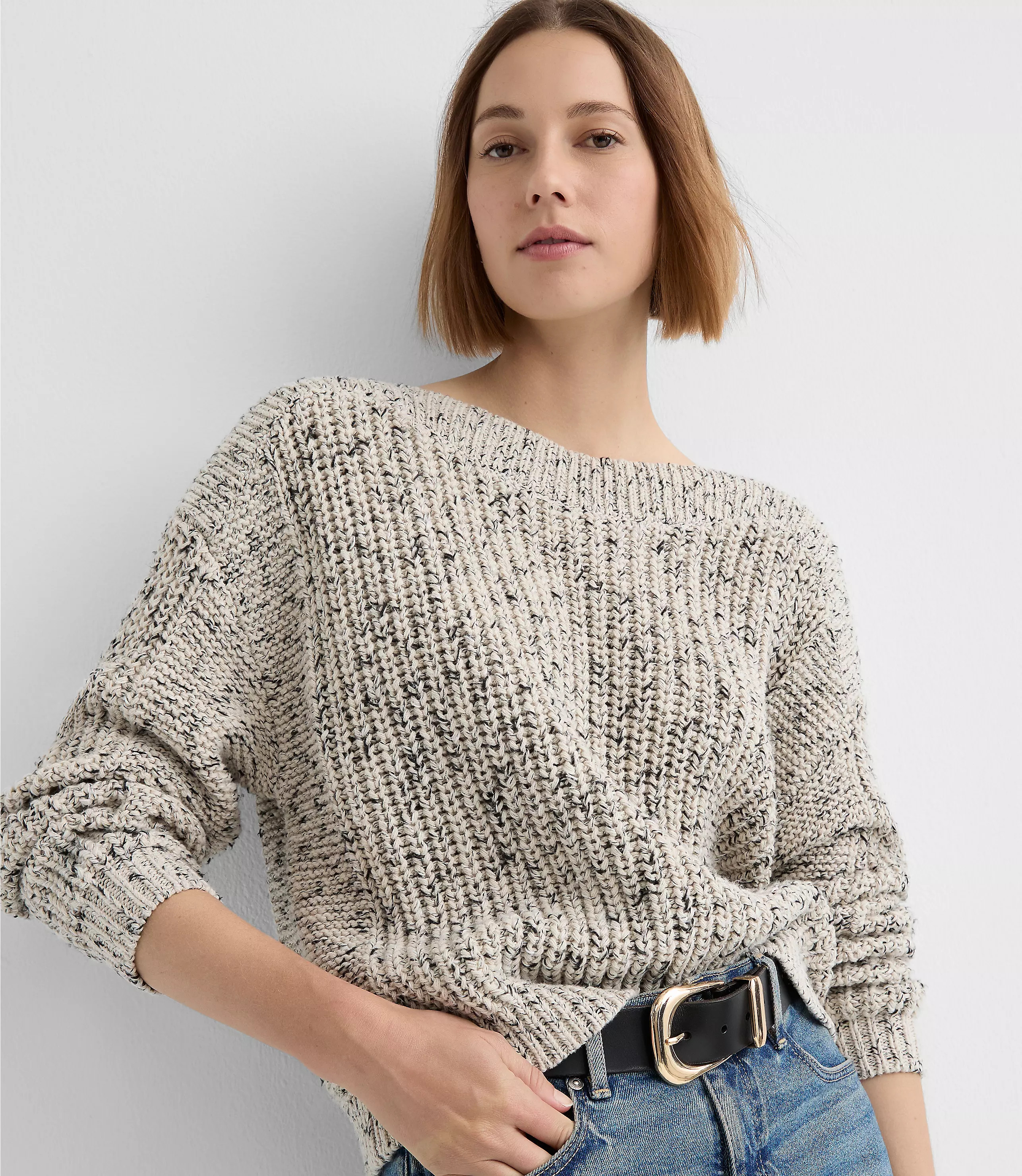 Marled Chunky Ribbed Sweater | LOFT