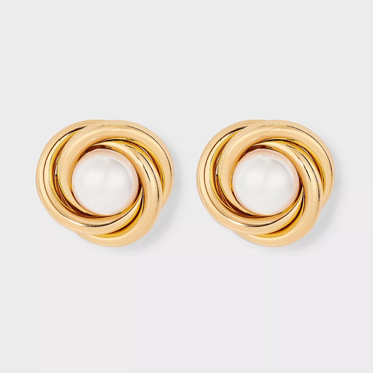 Button Earrings with Pearl - A New Day™ White | Target