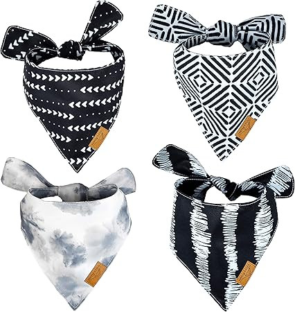 Remy+Roo Dog Bandanas - 4 Pack | Monochrome Set | Premium Durable Fabric | Unique Shape | Adjusta... | Amazon (US)