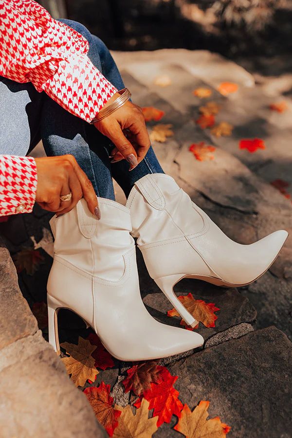 The Seya Faux Leather Bootie In Ivory | Impressions Online Boutique