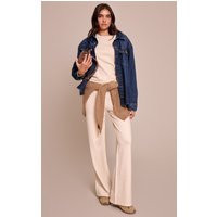 Cream Drawstring Waist Fine Knit Trousers | PrettyLittleThing UK