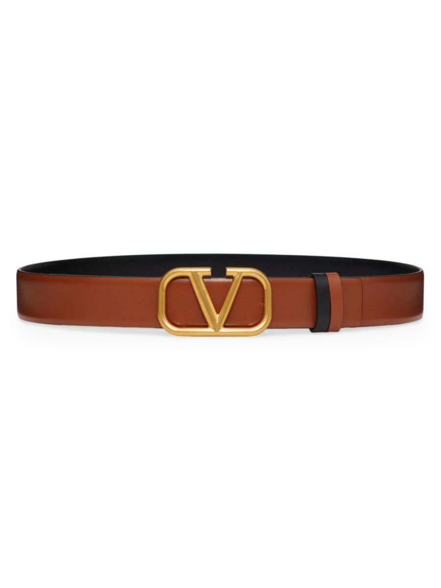 V Logo Reversible Leather Belt | Saks Fifth Avenue