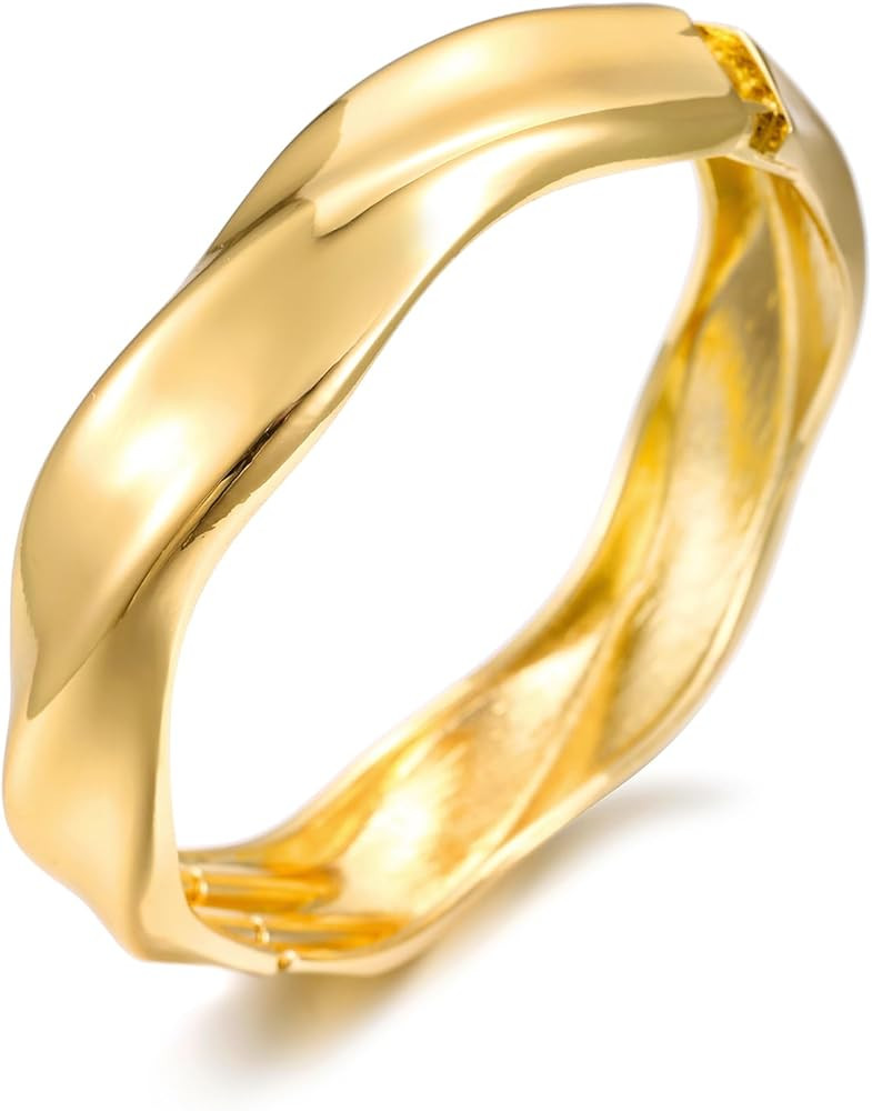 Chunky Gold Bangle Bracelets for Women Hammered Texture Cuff Bangles Wrist Wrap Bangle Bracelet J... | Amazon (US)