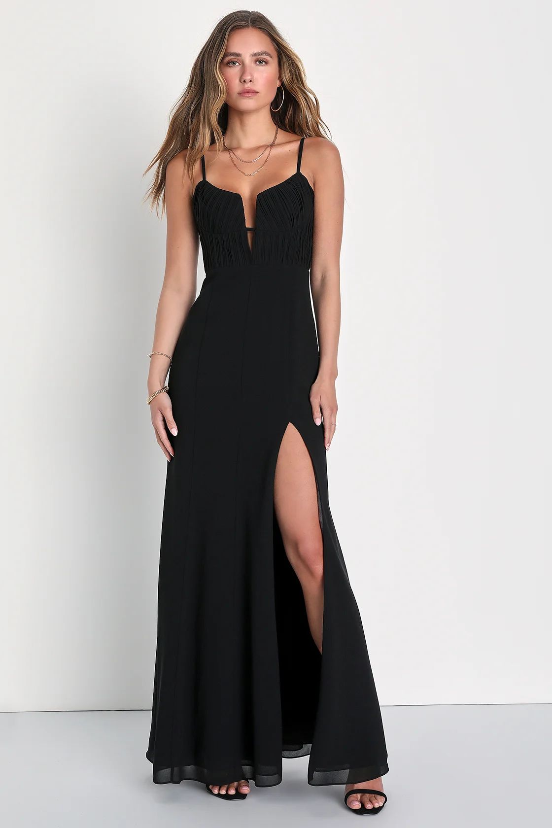 Sweetest Splendor Black Sleeveless Pleated Bustier Maxi Dress | Lulus (US)