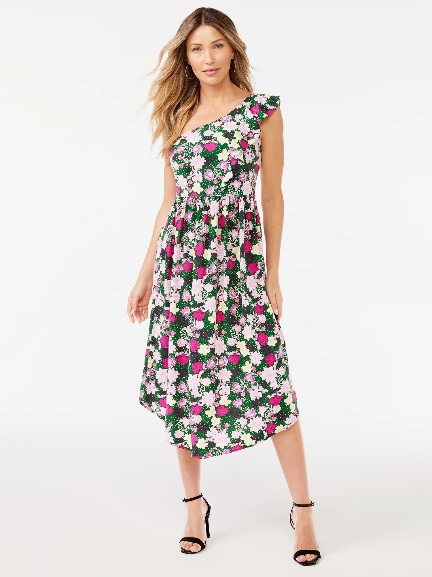 Sofia Jeans by Sofia Vergara Women's Ruffle One Shoulder Dress - Walmart.com | Walmart (US)