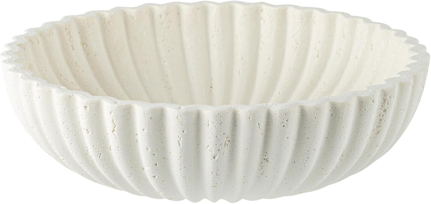 WUUAHOME Large Decorative Fruit Bowl for Kitchen Counter, Travertine Stone Look Modern Minimalist... | Amazon (US)