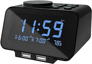 uscce Digital Alarm Clock Radio - 0-100% Dimmer, Dual Alarm with Weekday/Weekend Mode, 6 Sounds A... | Amazon (US)