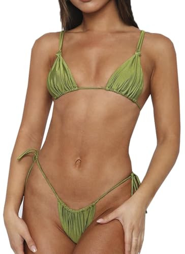 Womens Sexy Bikini Set Thong Hater String Cheeky Two Piece Swimsuits Double Shoulder Straps Swimw... | Amazon (US)