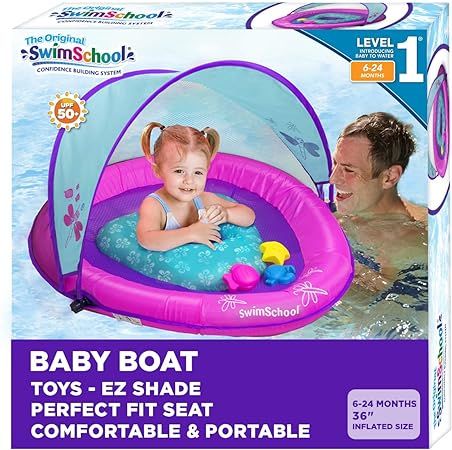 SwimSchool Infant Baby Pool Float with Splash & Play Activity Toys, Adjustable Sun Canopy, Perfec... | Amazon (US)