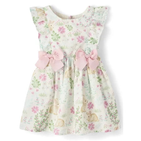 The Children's Place Toddler Girls Short Sleeve Bunny Bow Flutter Dress, Sizes 12M-5T | Walmart (US)