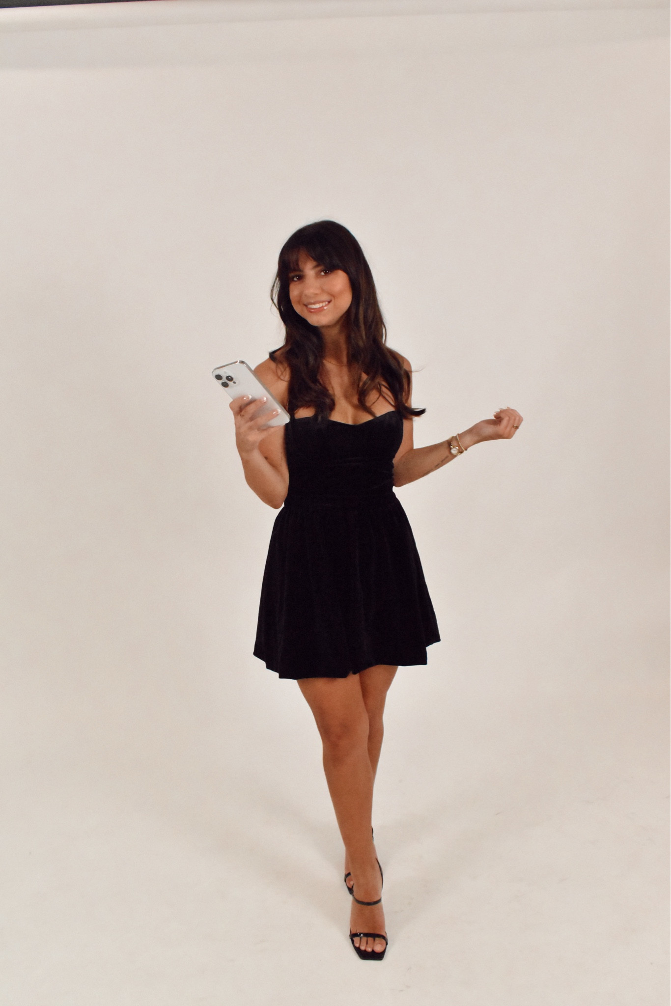 Princess Polly ARAMINTA VELOUR MINI DRESS BLACK