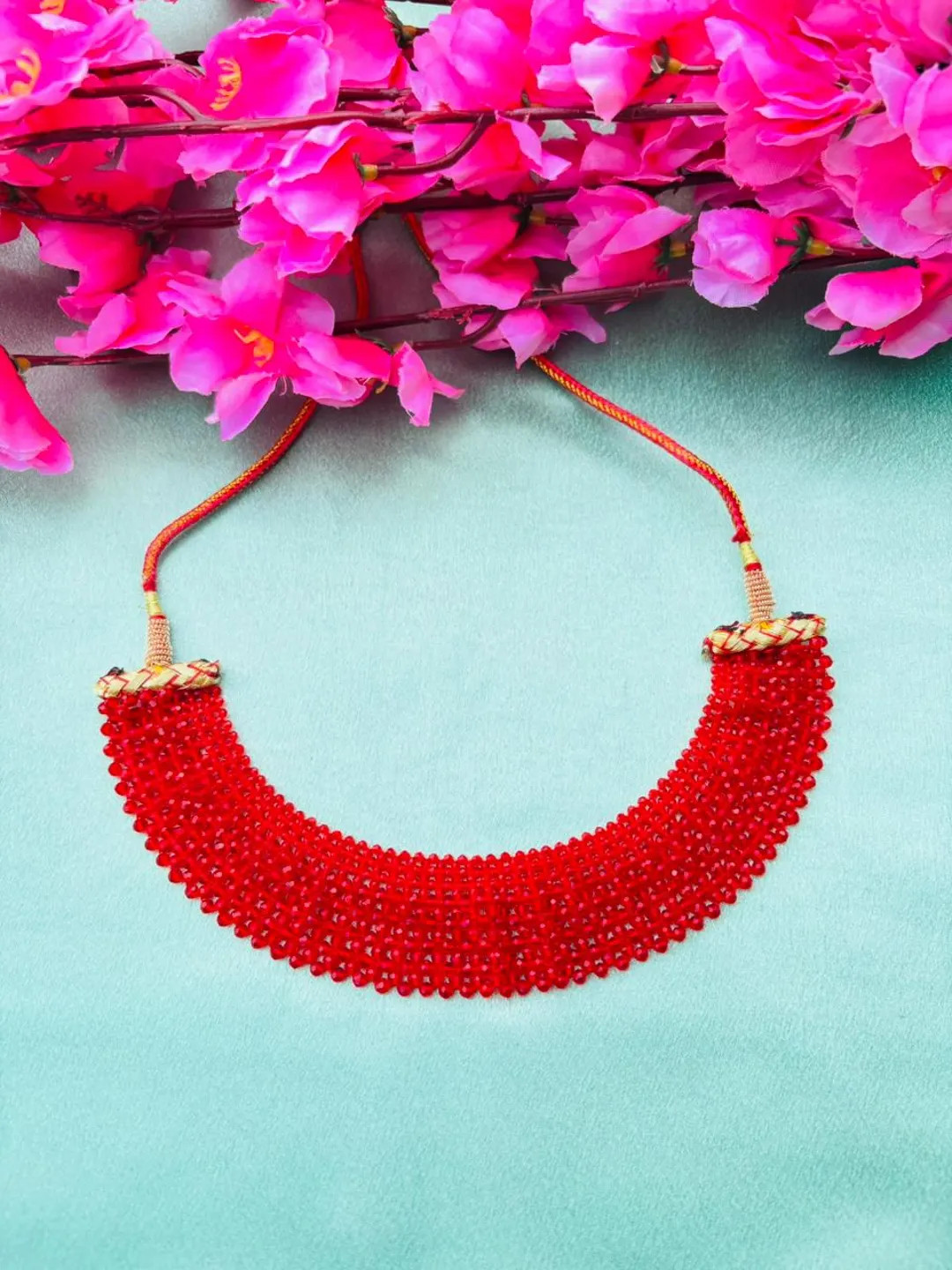 Ras de cou fait main en perles rouges - Collier indien multi-rangs, style ethnique Bollywood - Et... | Etsy (Global)