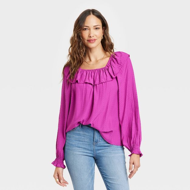 Women's Balloon Long Sleeve Ruffle Top - Knox Rose™ | Target