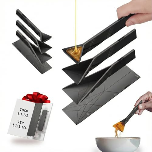 POLYGONS - Original Flat 3-in-1 Folding Measuring Spoons | 2 Spoons fold into 6 Sizes | Magnetic | DuraBend Tech lasts 100k+ folds | LeakProof for Wet & Dry | Gift Packaging | Baking/Cooking (Black) | Amazon (US)