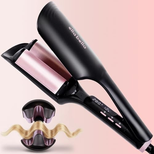ELLA BELLA® Ultimate Waver Curling Iron • Crimper Hair Tool • Adjustable Heat Settings • Dual Voltage Hair Curler • Anti-Scald Tech • Ionic Ceramic Coating for Long-Lasting, Frizz-Free Beach Waves | Amazon (US)