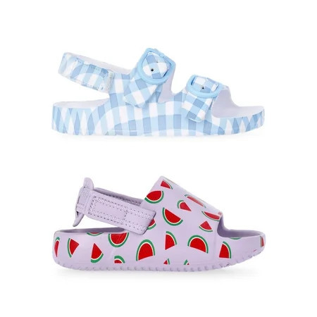 Wonder Nation Toddler Girls Footbed Sandals 2-Pack | Walmart (US)