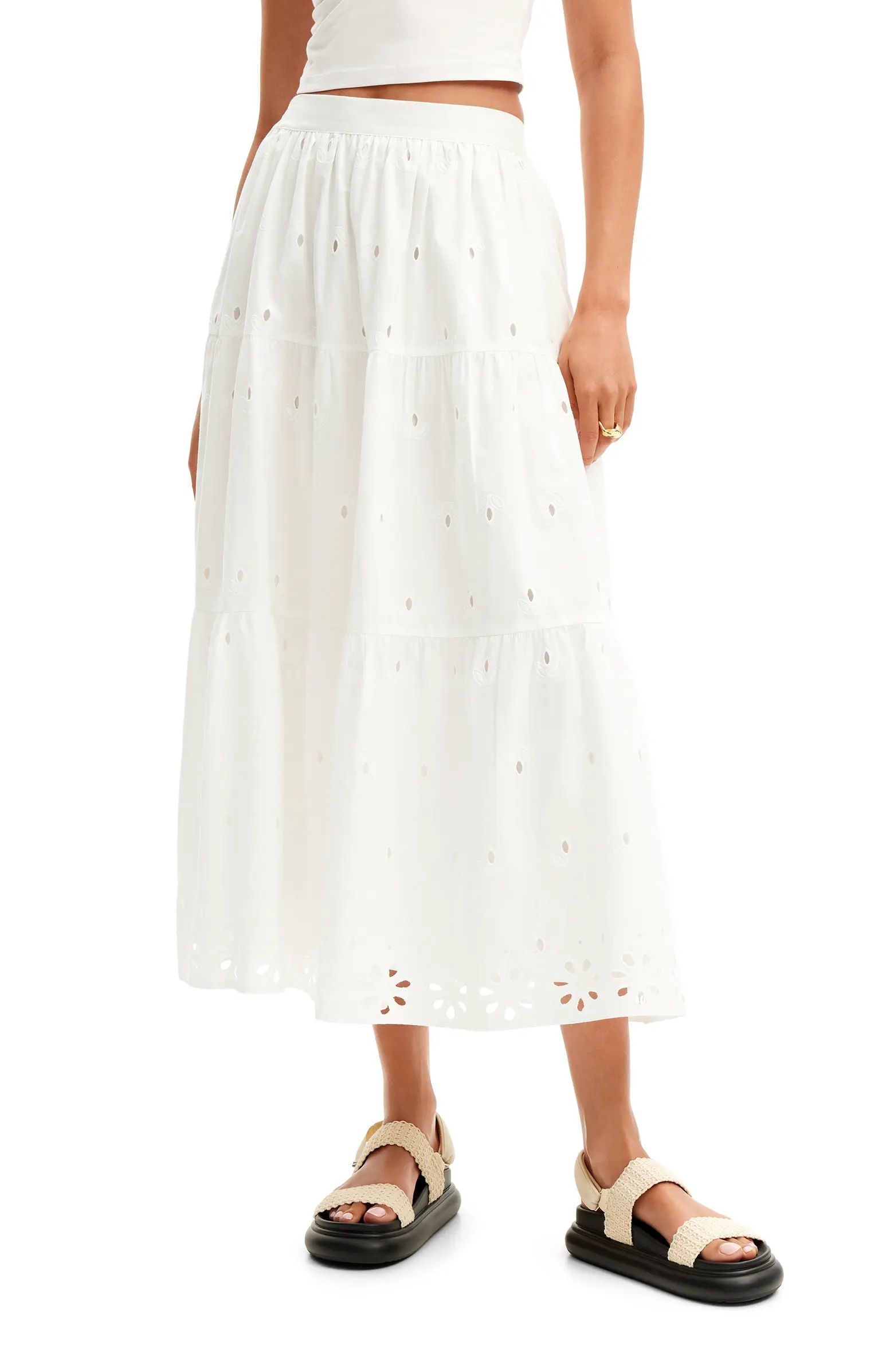 Desigual Fal Vicenza Eyelet Midi Skirt | Nordstrom | Nordstrom