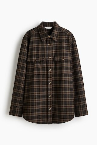 H & M - Oversized flannel shirt - Brown | H&M (UK, MY, IN, SG, PH, TW, HK)