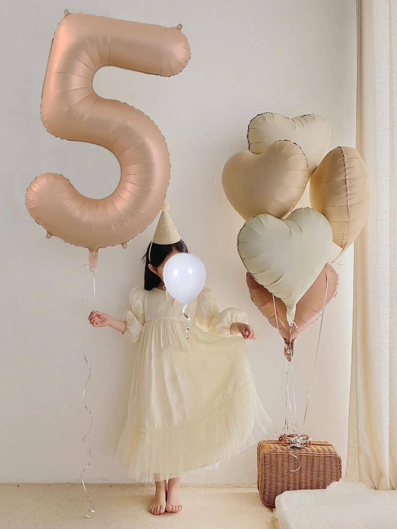 7pcs/set Polyamide Balloon, Number & Heart Design Decorative Balloon For Birthday Party | SHEIN