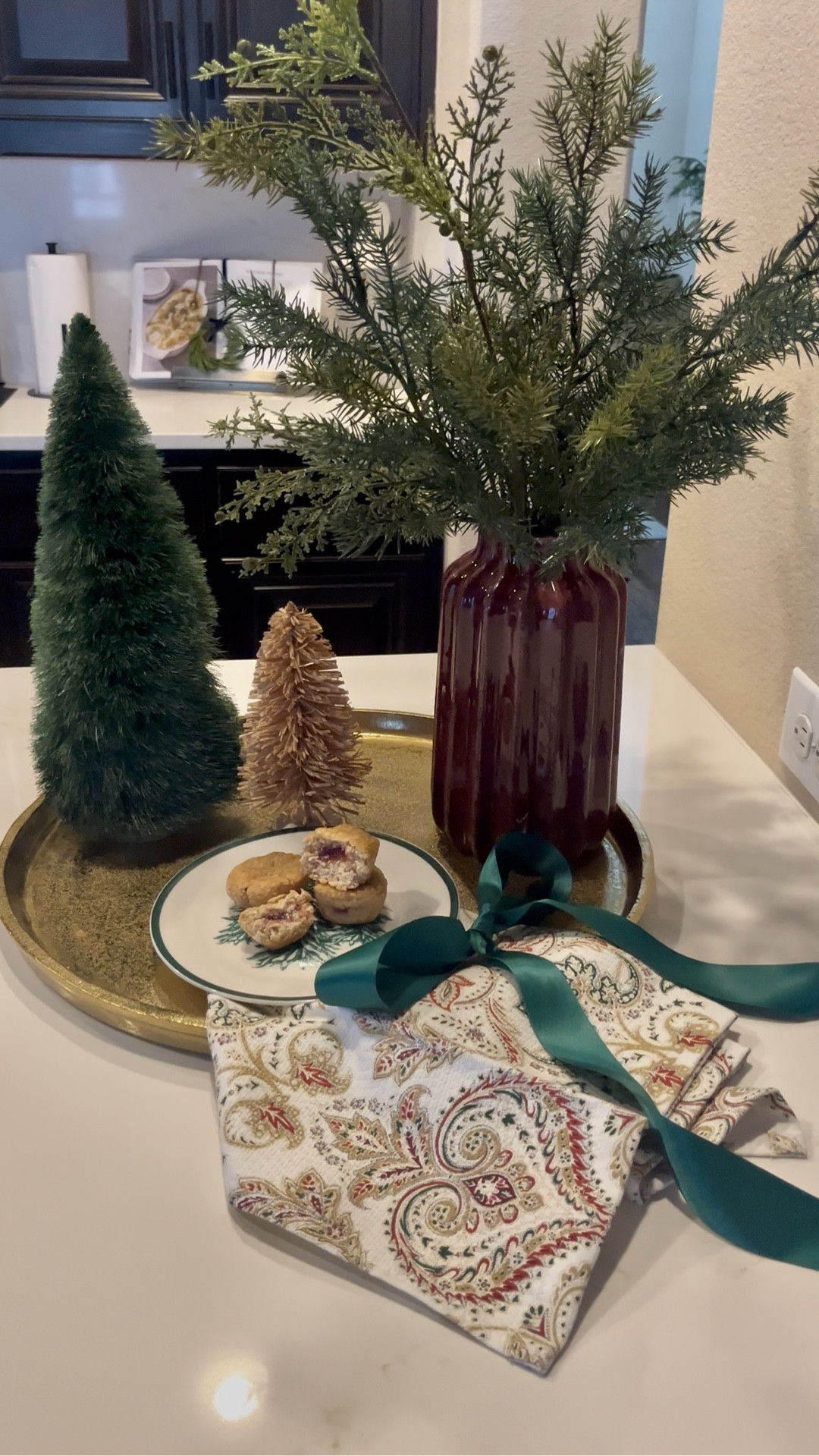 Added a touch of festive flair to our kitchen to complement the new countertops. 
Choosing the right cabinet paint color might be a challenge, but I’m open to suggestions.

#LTKHome #LTKHoliday
