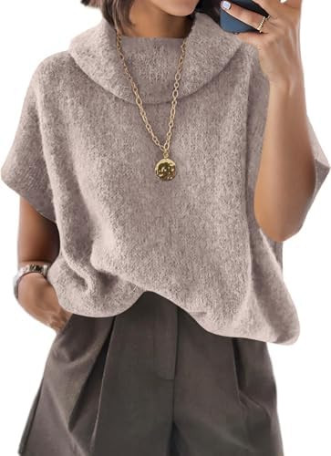 ZDC Womens Oversized Turtleneck Sweaters Short Batwing Sleeve Casual Slouchy Loose Fit Lightweigh... | Amazon (US)