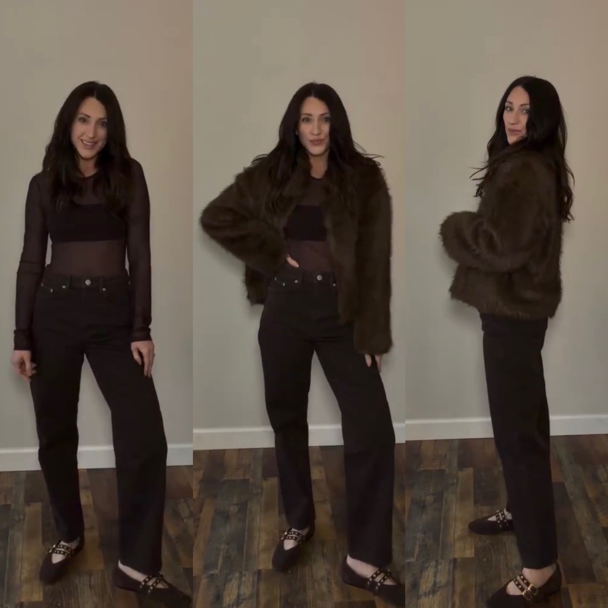 Wearing 27” jeans, small top, size 4 faux fur jacket 

#LTKNYFW