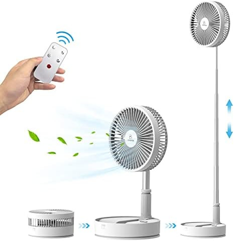 Cordless Foldable Portable Fan,Rechargeable 7200mAh Battery Operated Table Desk Fan,Remote Control F | Amazon (US)