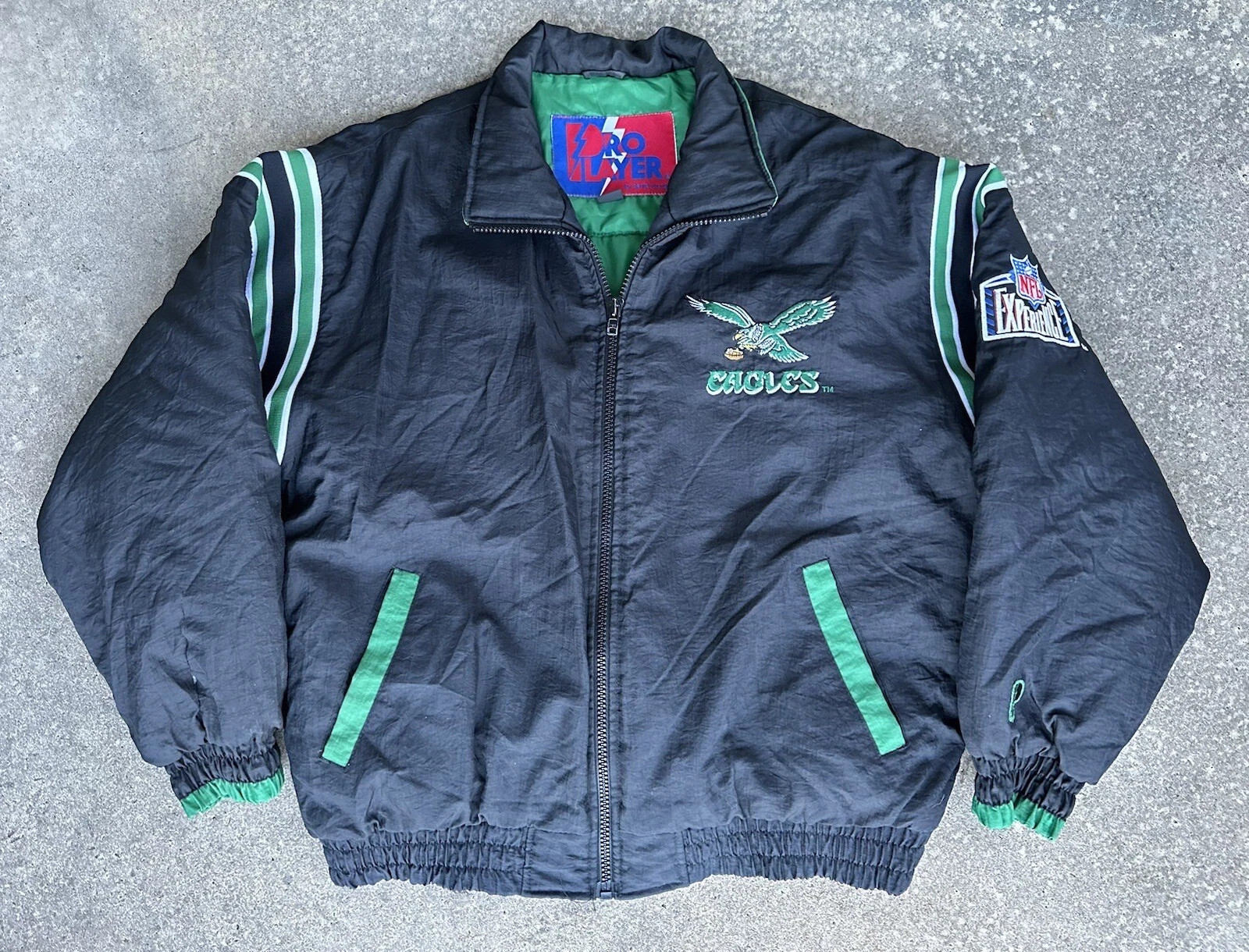 Vintage 90s Philadelphia Eagles NFL Pro Player Jacket Full Zip Green Large | eBay US