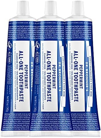 Amazon.com : Dr. Bronner’s - All-One Toothpaste (Peppermint, 5 ounce, 3-Pack) - 70% Organic Ing... | Amazon (US)