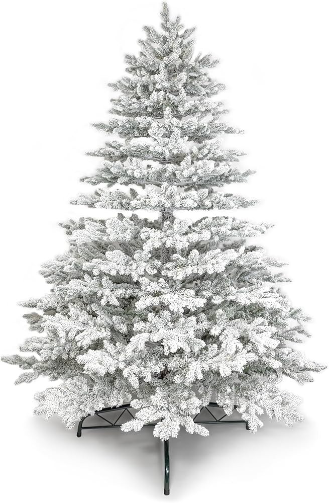KING OF CHRISTMAS 7.5ft Snow Flocked Artificial Christmas Tree Unlit, Rushmore Fir Flock Christma... | Amazon (US)