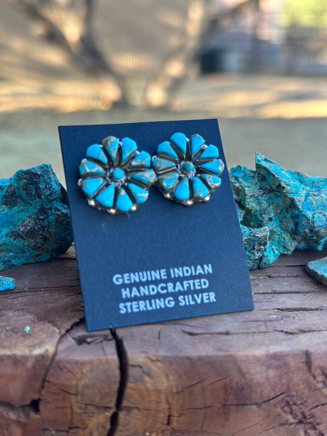 Zuni Turquoise and Sterling Silver Cluster Stud Earrings Signed - Etsy | Etsy (US)