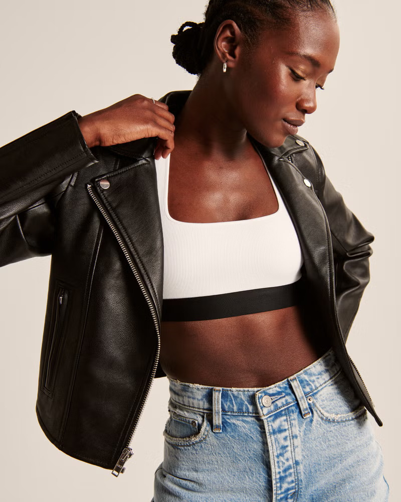 Vegan Suede Moto Jacket Black Jacket Jackets Biker Jacket Leather Jacket Summer Outfits | Abercrombie & Fitch (US)