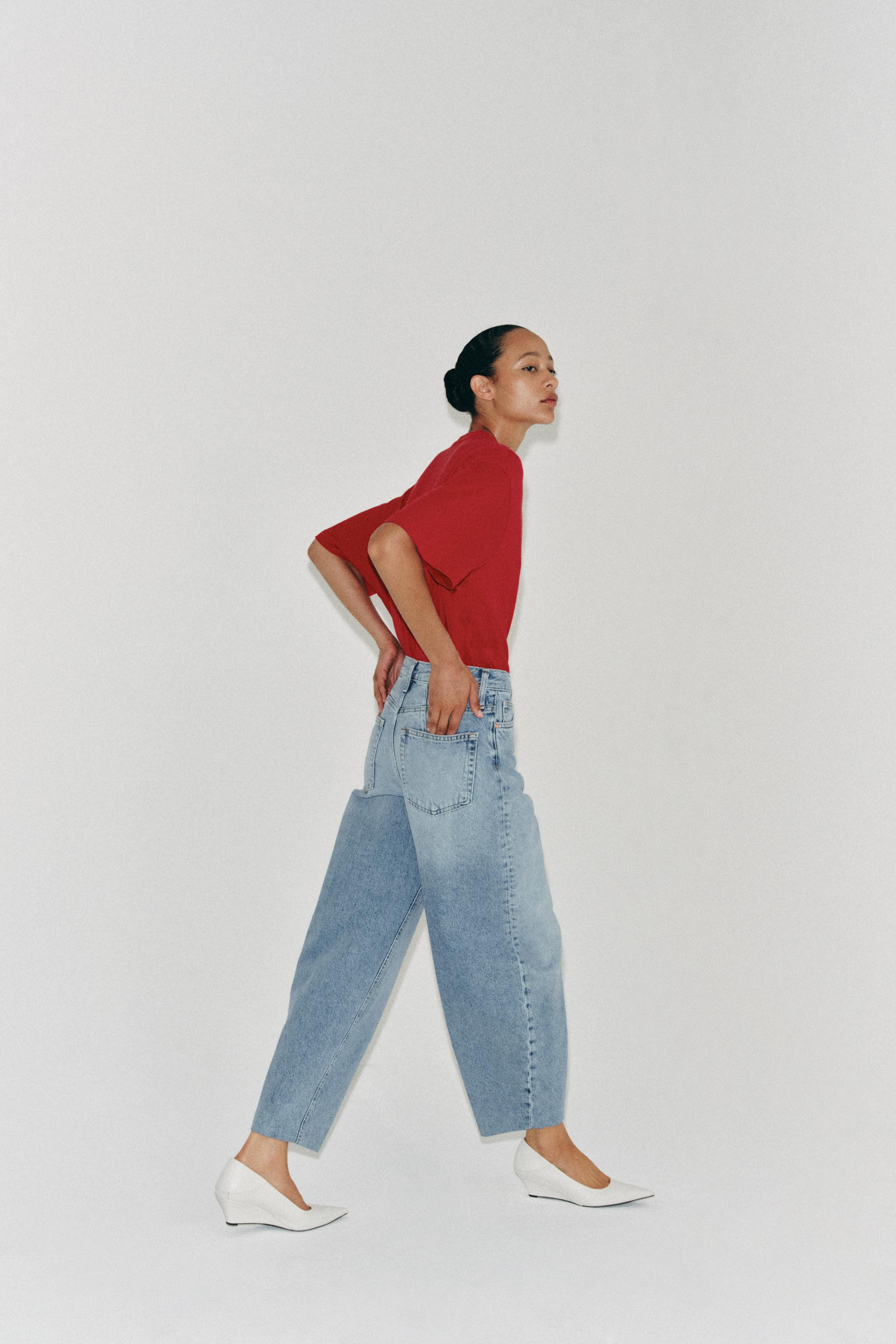 ZW COLLECTION HIGH WAIST TAPERED JEANS | Zara US