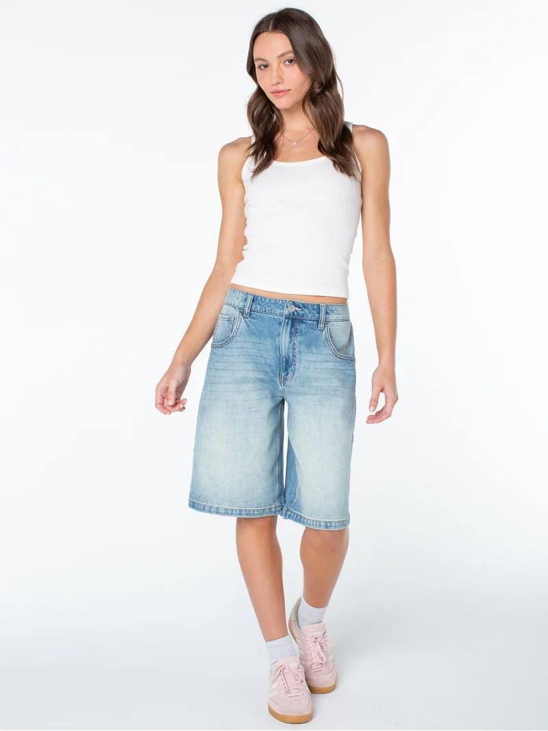 Celebrity Pink Women's and Women's Plus Relaxed Denim Jorts, Sizes XS-XXXL | Walmart (US)