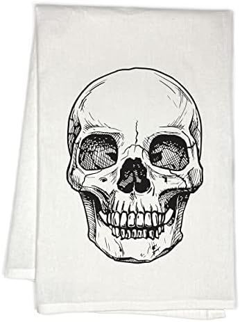 RubiaRojo Skull Halloween Kitchen Towel - Scary Flour Sack Dishcloth - White Hand Towel | Amazon (US)