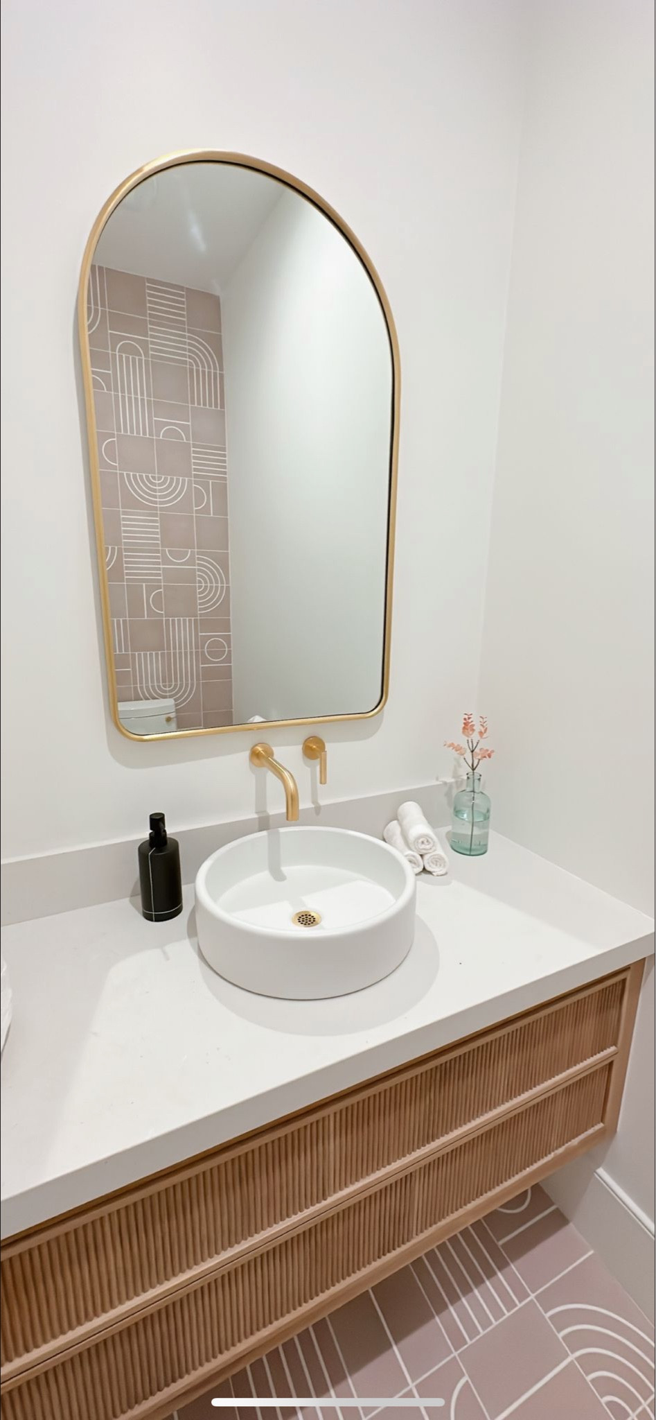 Powder bath styling ✨ 

Tile, vanity, bathroom, accessories, gold mirror, sink, soap, gold accents 

#LTKhome #LTKsalealert #LTKfindsunder50