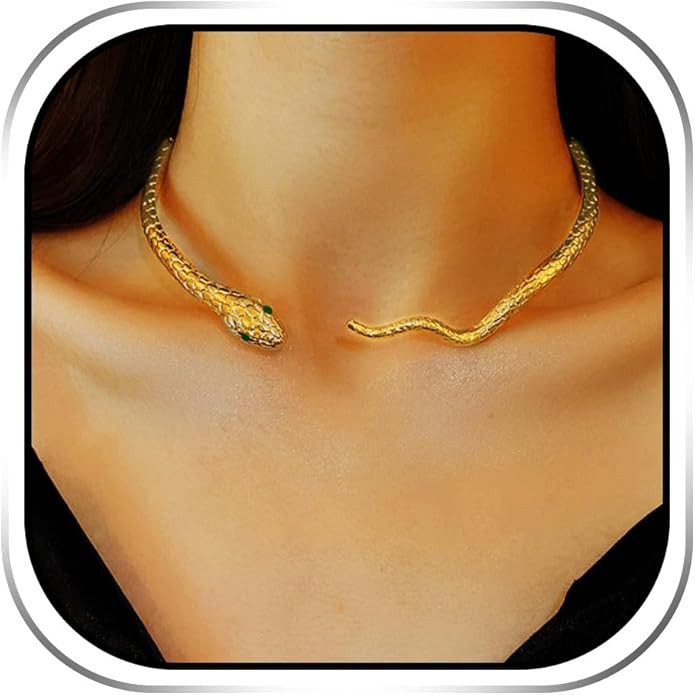 JEAIRTS Punk Snake Choker Necklace Adjustable Snake Shape Necklaces Gothic Halloween Medusa Costu... | Amazon (US)