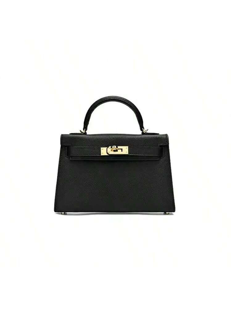 Women's Leather Tote Wallet Mini Top Handle Crossbody Shoulder Bag Palm Grain Cowhide | SHEIN