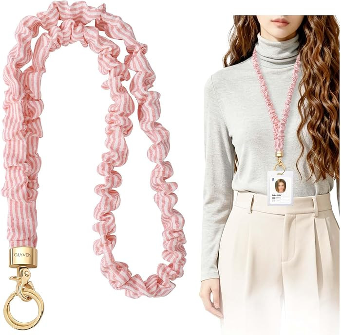 Scrunchie Teacher Lanyard for ID Badges Stretchy Neck Lanyards Key | Amazon (US)