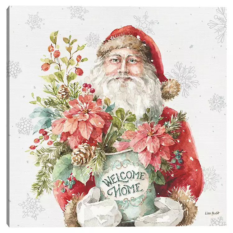 Santa Welcome Christmas Canvas Art Print | Kirklands