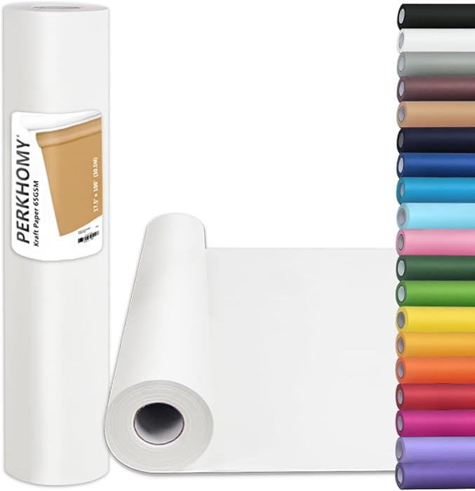 PerkHomy White Kraft Paper Roll 17.5" x 1,200" (100') for Gift Wrapping Bulletin Board Craft Art ... | Amazon (US)