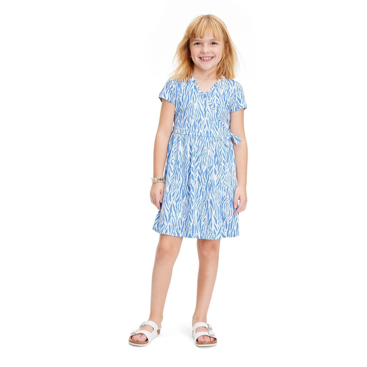 Kids' Short Sleeve Sea Twig Blue Faux Wrap Dress - DVF for Target | Target