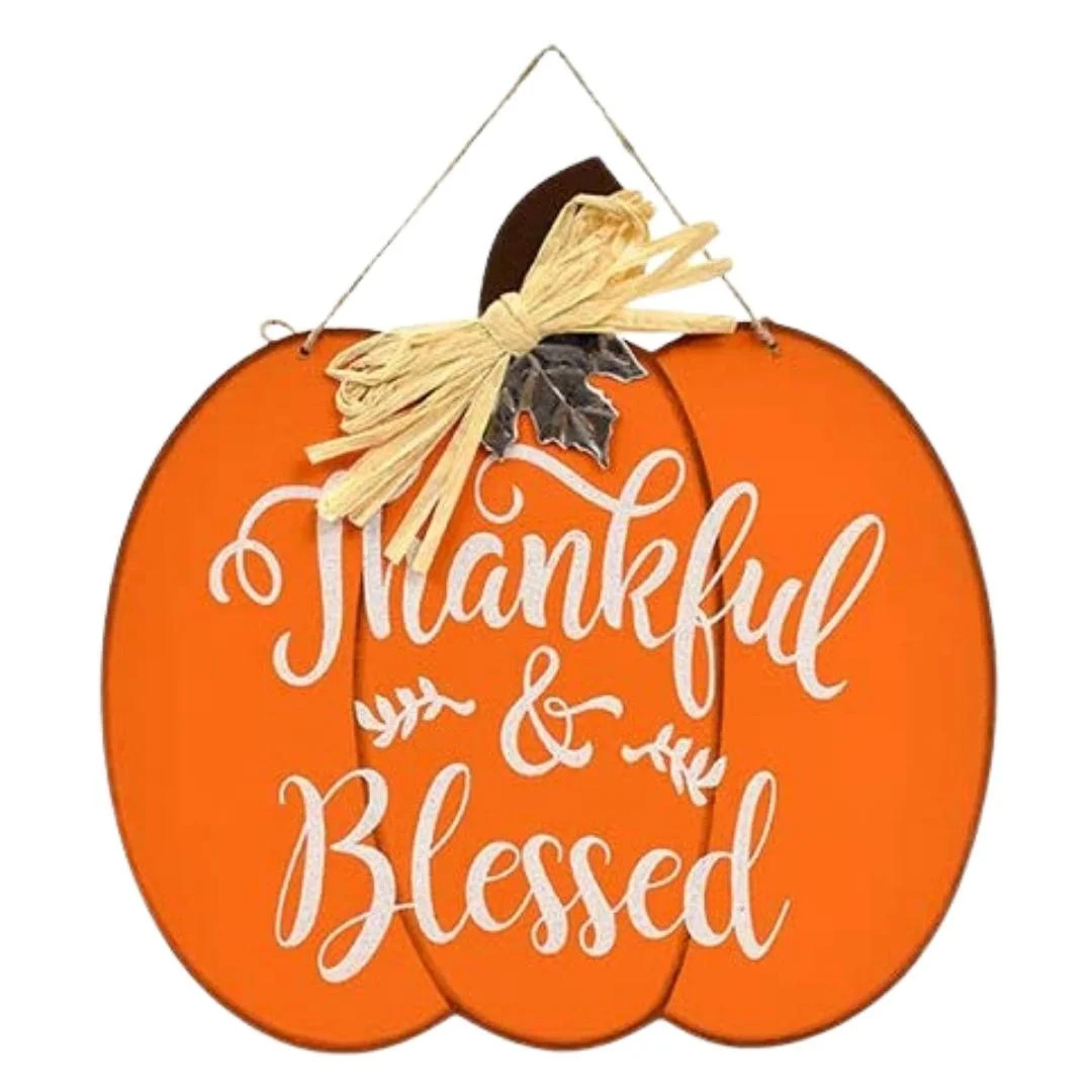 Thankful & Blessed Pumpkin Fall Autumn Thanksgiving Harvest Wall Hanging Decor Home Decoration Fa... | Walmart (US)