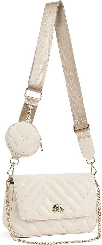 Telena Quilted Crossbody Bags for Women Trendy, Small Womens Leather Shoulder Bag with Coin Purse | Amazon (US)
