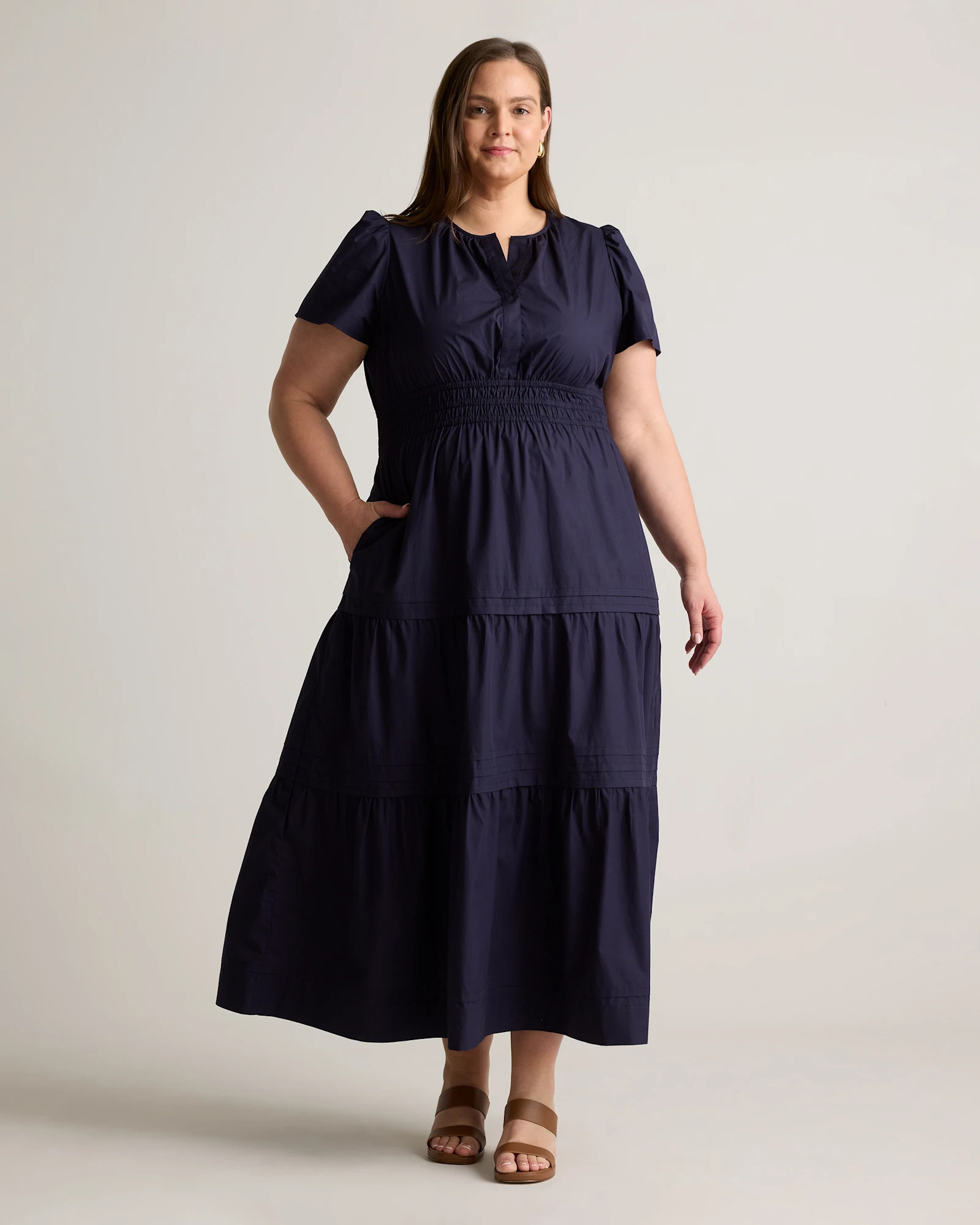 100% Organic Cotton Poplin Tiered Maxi Dress | Quince